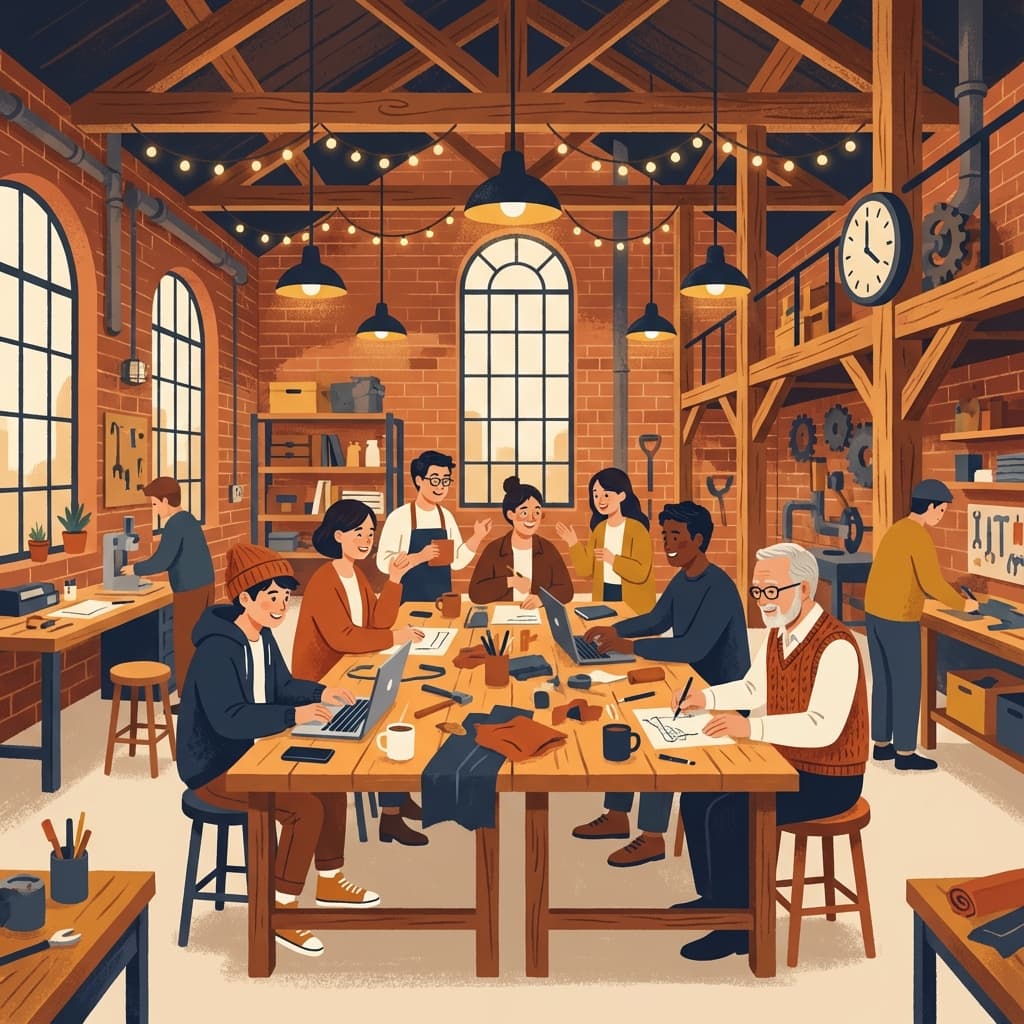 文京AI研究会のアトリエ - 温かみのある工房スペースでAI技術を学ぶコミュニティの様子